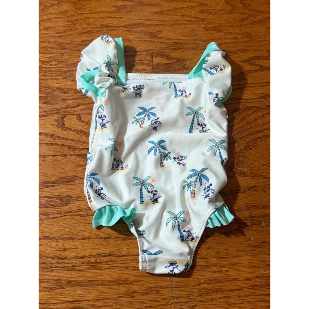 Minnie Mouse Toddler Girls Puff Sleeve SPF 50+ One Piece Swimsuit Sz 18M NWOT